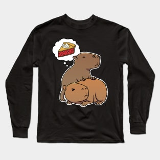 Capybara hungry for Cherry Pie Long Sleeve T-Shirt